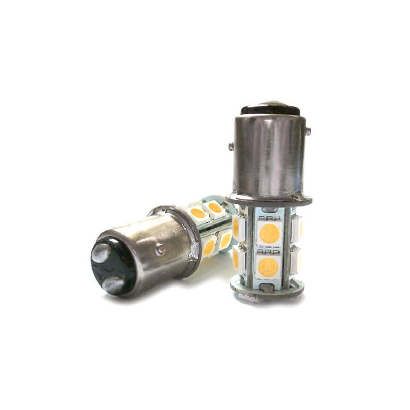 2 Lampade LED Barca BAY15D Bianco Caldo 12V 24V 3W No Polarità 13 SMD 5050 G18,5
