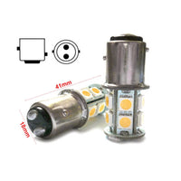 2 Lampade LED Barca BAY15D Bianco Caldo 12V 24V 3W No Polarità 13 SMD 5050 G18,5