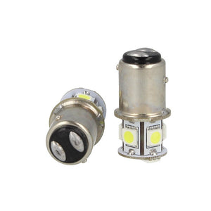 2 Lampade LED Barca BAY15D Bianco Freddo 12V 24V 2W No Polarità 7 SMD 5050 G18,5