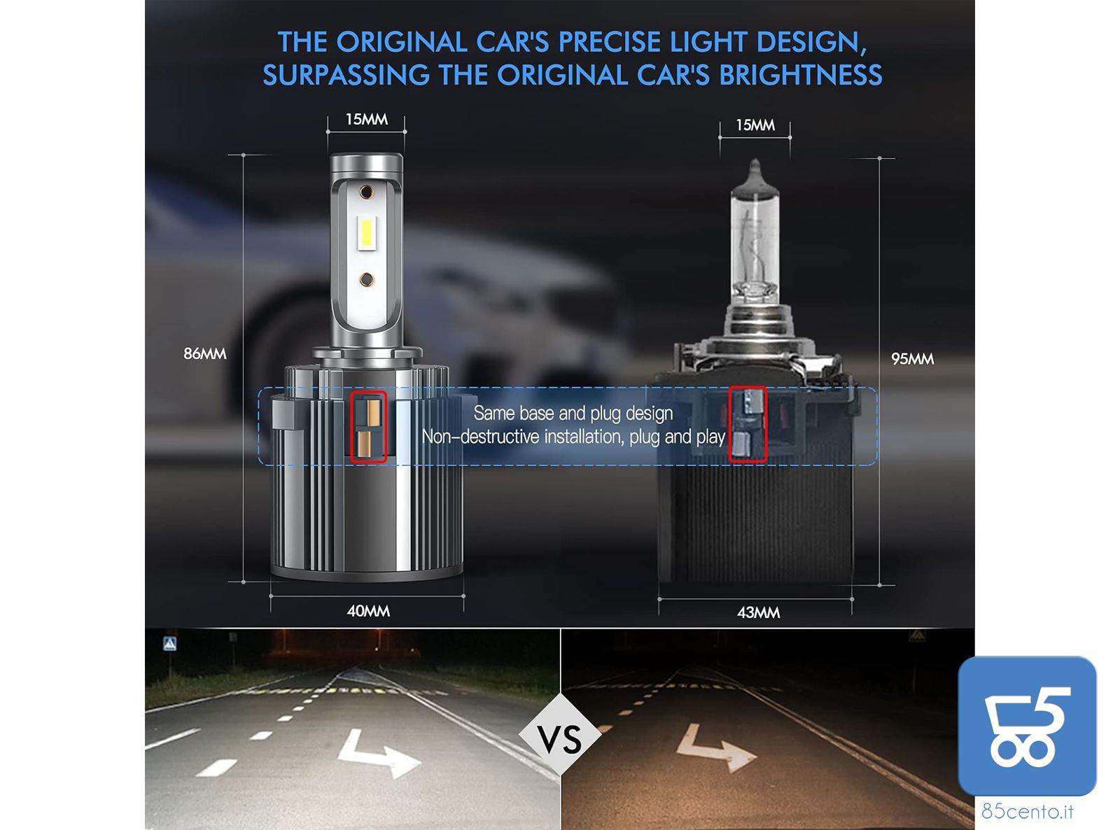 2  Lampadine Auto LED Luce Fari Abbaglianti Lampada frontale H7 14000 lm 70 W 6000 k Controllo Intelligente della Temperatura Per Volkswagen