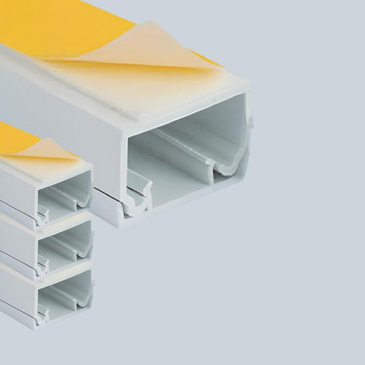 2 Metri Canaline Passacavi Adesive 10x10mm Bianche con Coperchio a Scatto