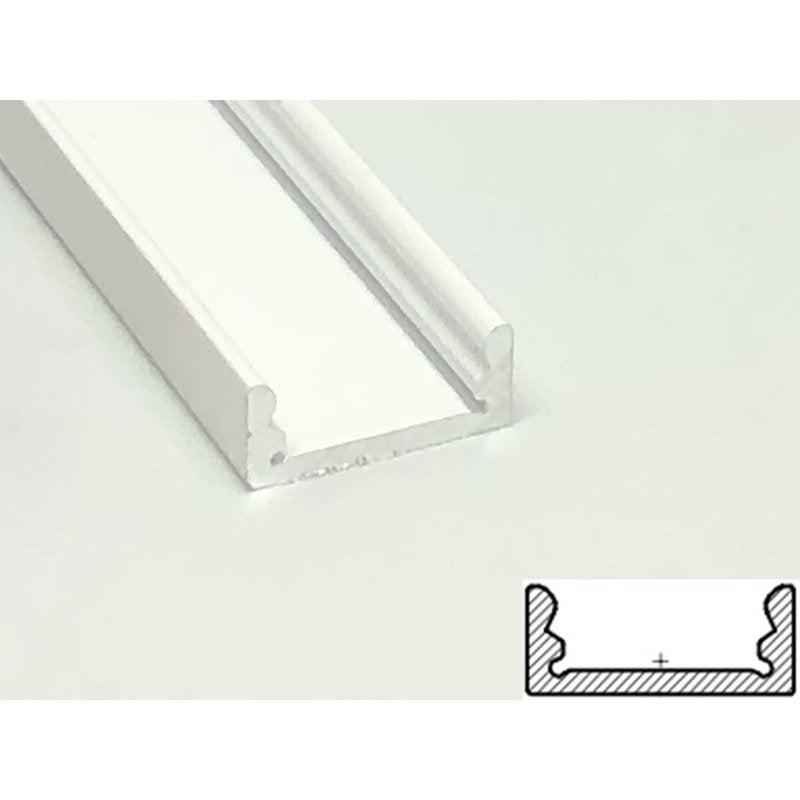 2 Metri Profilo Alluminio Anodizzato Standard 17,4x7mm Bianco Interno 12mm