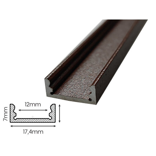 2 Metri Profilo Barra Alluminio Anodizzato Standard 17,4X7mm Colore Corten Interno 12mm