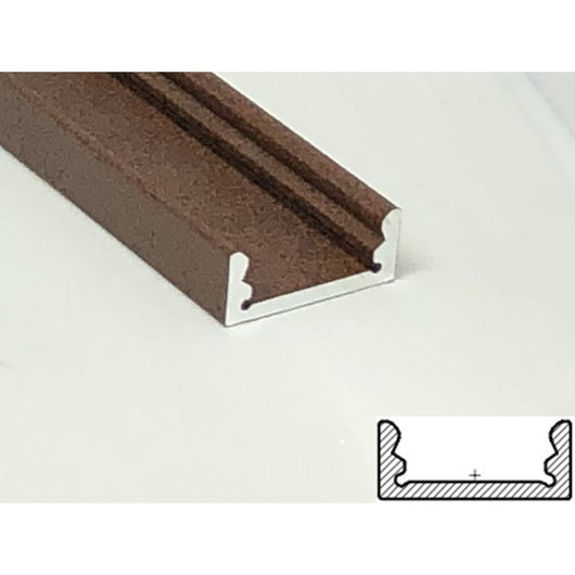2 Metri Profilo Barra Alluminio Anodizzato Standard 17,4X7mm Colore Corten Interno 12mm