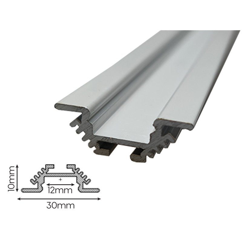 2 Metri Profilo Alluminio Corner da Incasso con Molla Bianco 30x10mm Interno 12mm