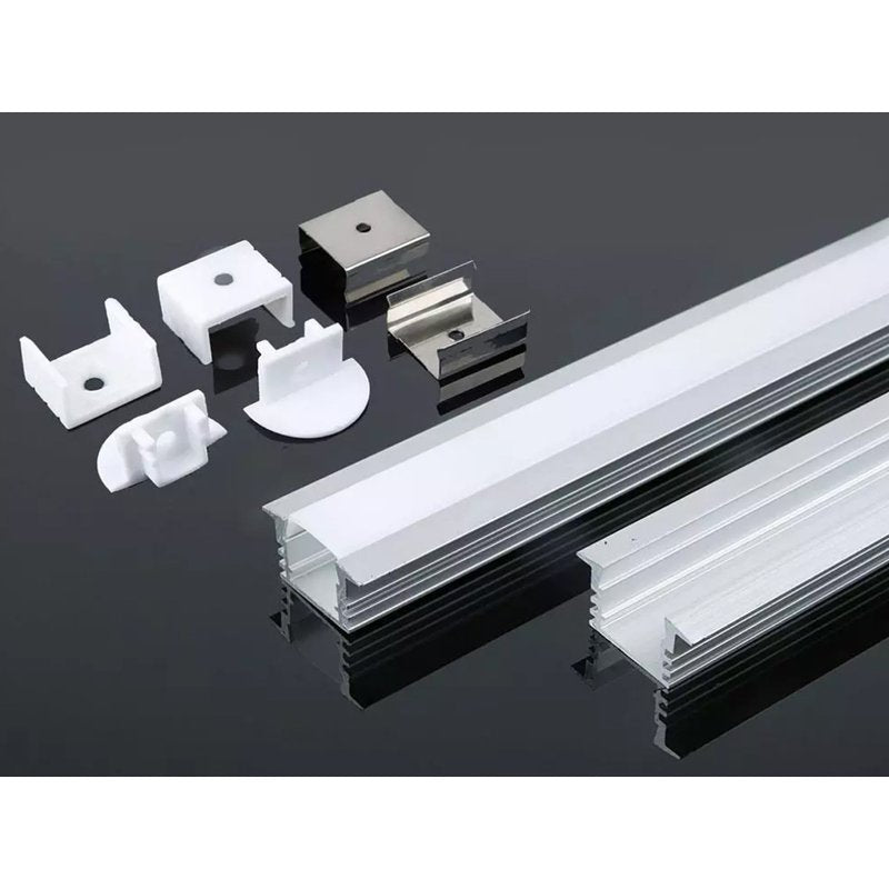 2 Metri Profilo Alluminio da Incasso Alto e Profondo Bianco 24x15,3mm Interno 13mm