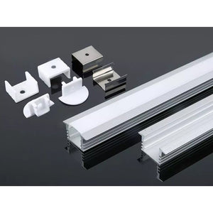 2 Metri Profilo Alluminio da Incasso Alto e Profondo Bianco 24x15,3mm Interno 13mm