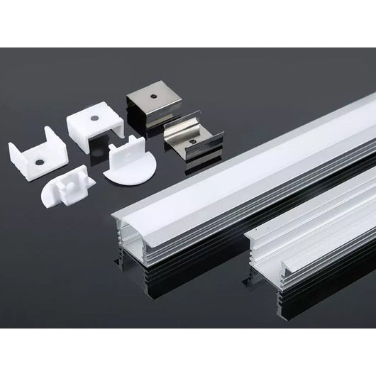 2 Metri Profilo Alluminio da Incasso Alto e Profondo Bianco 24x15,3mm Interno 13mm