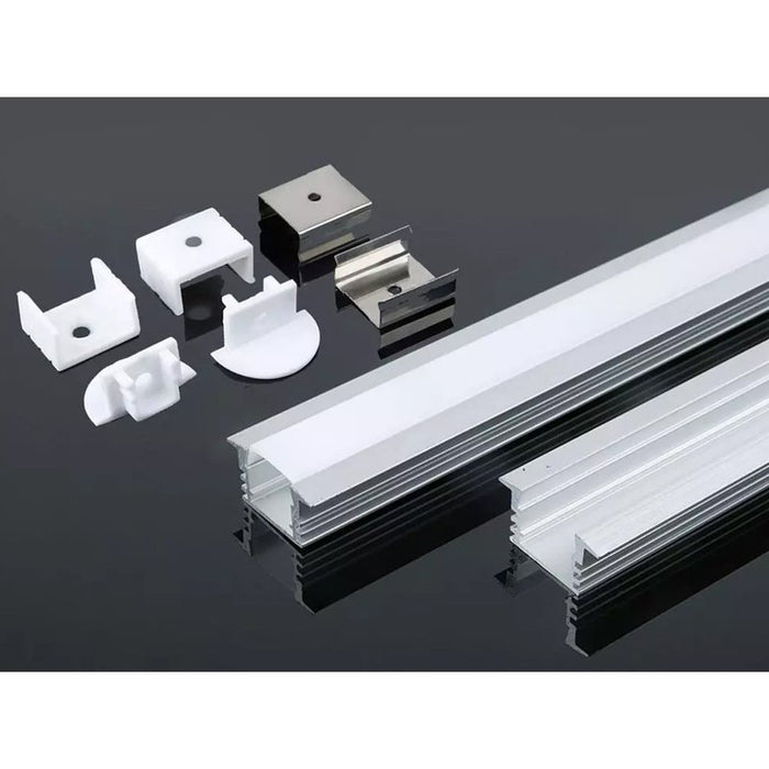 2 Metri Profilo Alluminio da Incasso Alto e Profondo Bianco 24x15,3mm Interno 13mm