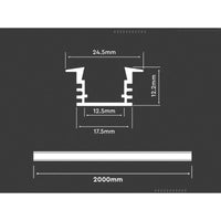 2 Metri Profilo Alluminio da Incasso Alto e Profondo Bianco 24x15,3mm Interno 13mm