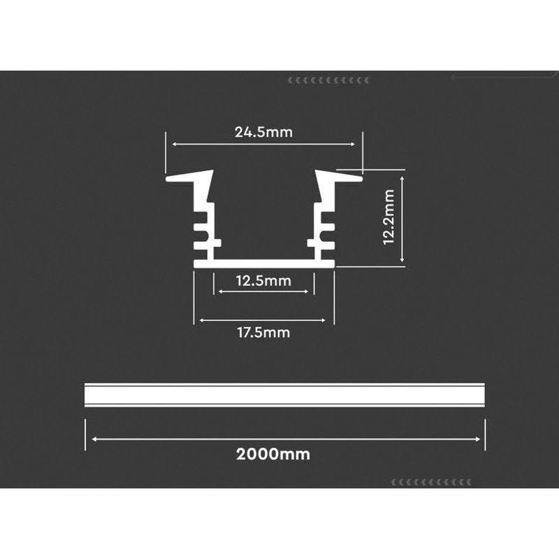 2 Metri Profilo Alluminio da Incasso Alto e Profondo Bianco 24x15,3mm Interno 13mm
