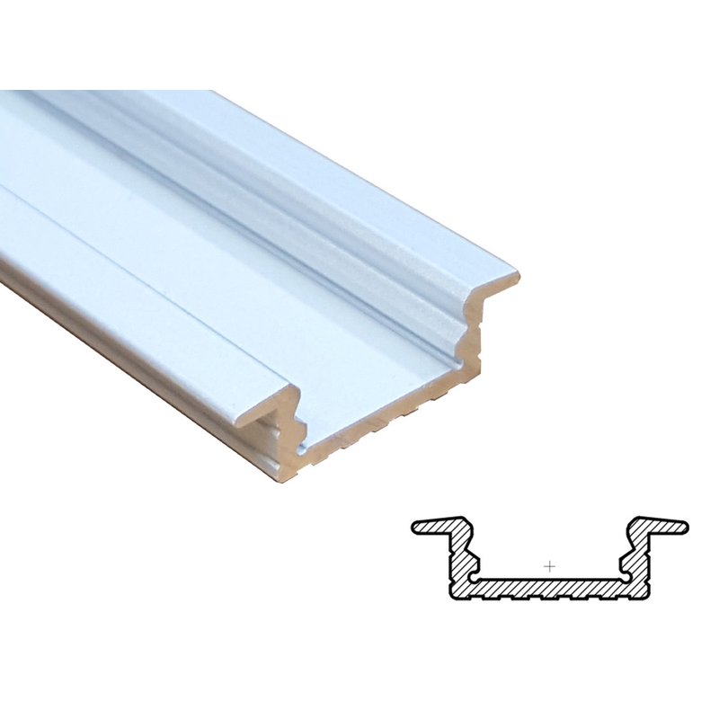 2 Metri Profilo Barra Alluminio Da Incasso Colore Bianco 24,5X7mm Interno 12mm
