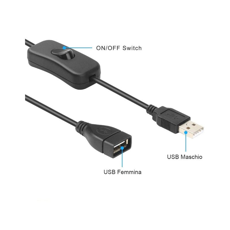 2 PZ Cavo USB con Interruttore On Off a Bilanciere per Lampada LED Ventilatore Strisce LED Nero
