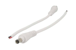 2 PZ Connettori Spinotto Maschio DC con Blocco Sicurezza 5,5mm x 2,1mm Bianco