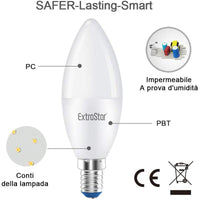 2 PZ Lampada A Led, Lampadina E14 C37 8W Bianco Freddo 6500K 760 Lumen