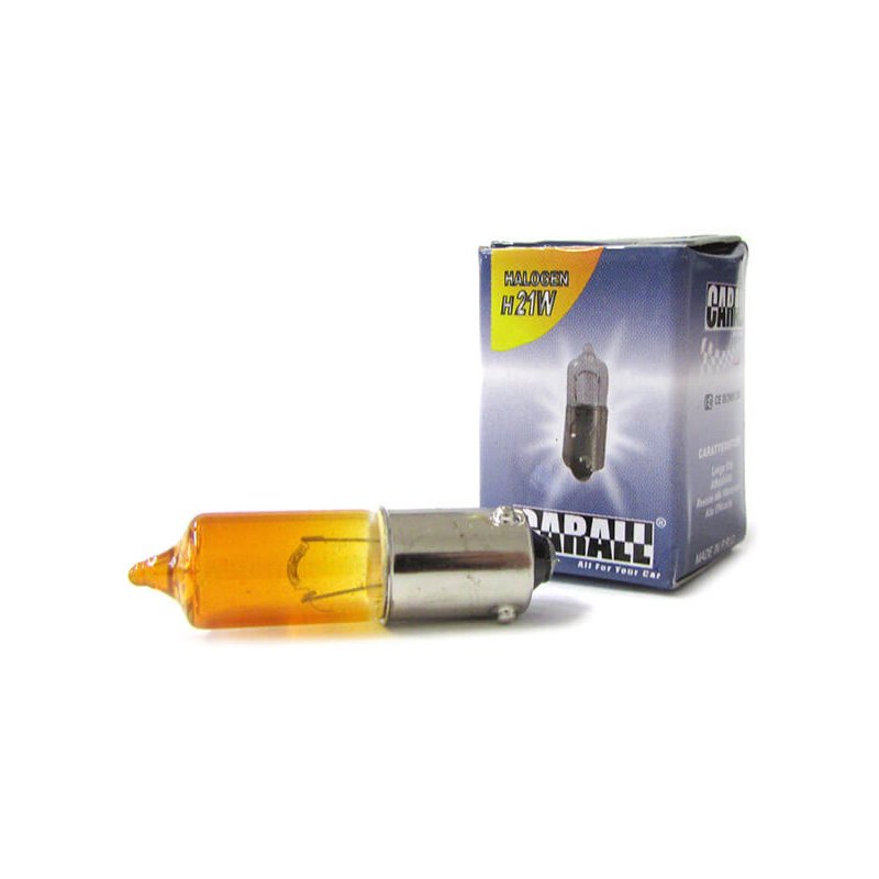 2 PZ Lampada Alogena H21W BAY9s 12V 21W Amber Frecce Auto Piedini Sfalsati