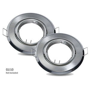 2 PZ Porta Faretti LED GU10 MR16 Rotondi Orientabili con Molla Nichel Satinato SKU 8939