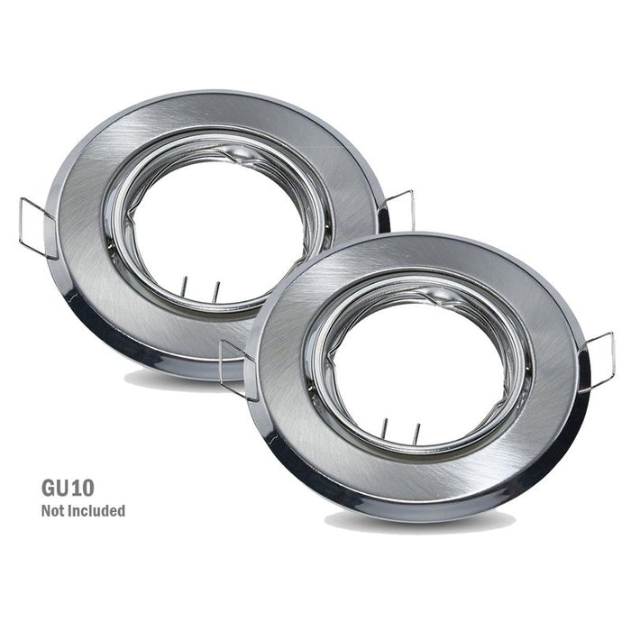 2 PZ Porta Faretti LED GU10 MR16 Rotondi Orientabili con Molla Nichel Satinato SKU 8939
