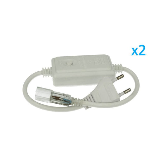 2 PZ Spine Alimentatore Trasformatore 2 Pin RGB Passo 6mm con Interruttore On Off e Controller 8 Programmi per Striscia LED 220V