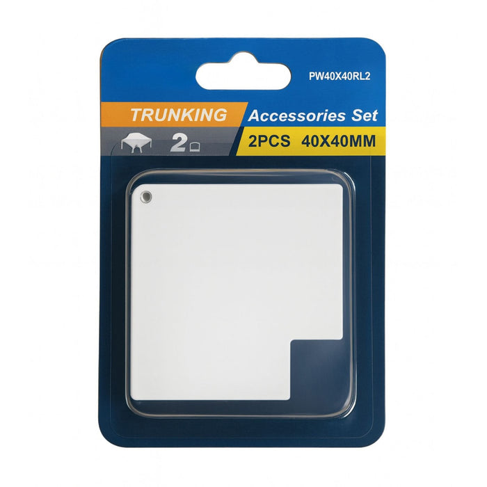 2 Pezzi Connettore Angolare Per Canaline Passacavi 40X40mm, Angolo Interno 90°, Colore Bianco