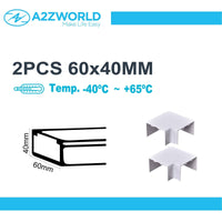 2 Pezzi Connettore Angolare Per Canaline Passacavi 60X40mm, Angolo Interno 90°, Colore Bianco