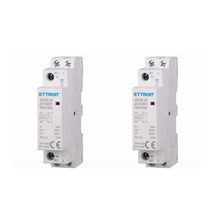 2 Pezzi Contattore AC 2P 20A 1NO+1NC 250V Occupa 1 Modulo DIN