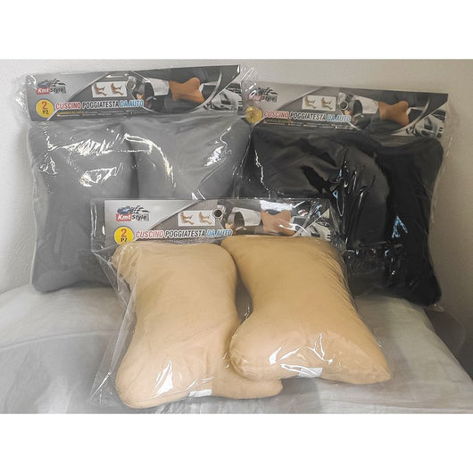 2 Pezzi Cuscini Poggiatesta Auto Ergonomici e Traspiranti Colore Nero