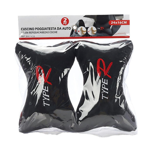 2 Pezzi Cuscini Poggiatesta Auto Ergonomici e Traspiranti Colore Nero Scritta Type R
