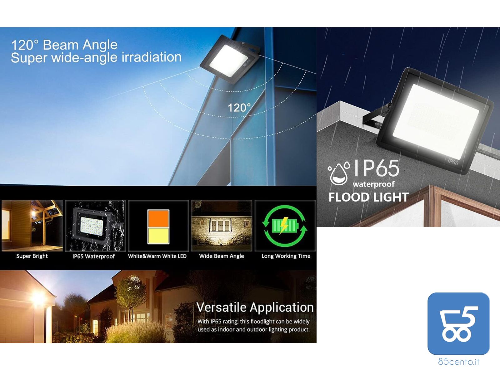 2 Pezzi Faretti LED per Esterno ALTA LUMINOSITÀ 20W 2000lm 220V Impermeabile IP65 per Giardino Cortile Garage Piazza Bianco Freddo 6500K