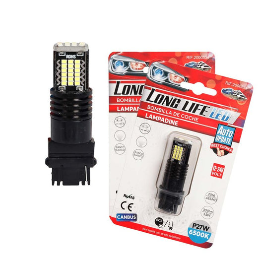 2 Pezzi LED 3157 T25 P27/W 54mm Lampade Auto Camion 12V 24V Canbus 48 SMD 2016 300lm 3.5W Mono Filamento Bianco 6500K