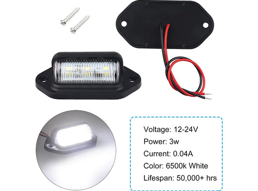 2 Pezzi LED Luce della Targa LED 12V-24V DC Impermeabile 3W per Auto Rimorchi Camper Camion Roulotte
