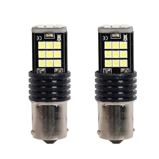 2x Lampada LED BA15s S25 P21W 24 SMD 3030 12V 24V 3.5W Bianco Freddo H50mm