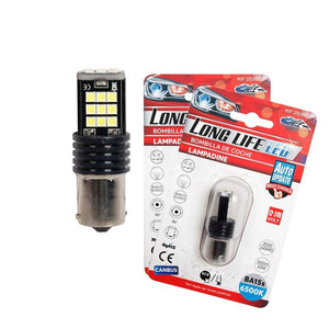 2x Lampada LED BA15s S25 P21W 24 SMD 3030 12V 24V 3.5W Bianco Freddo H50mm