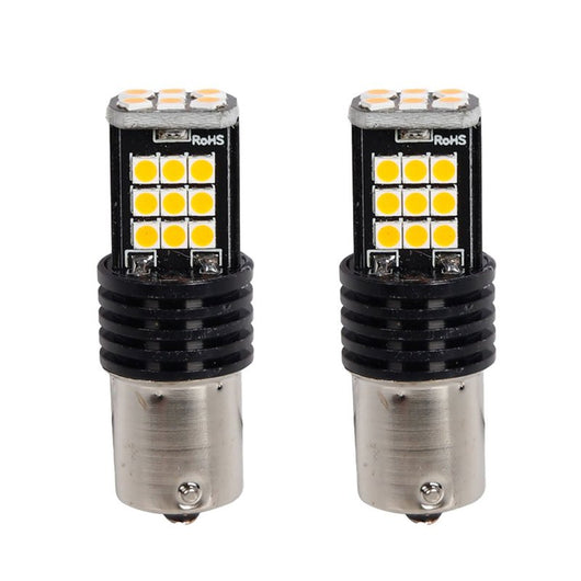 2x Lampada LED BA15s S25 P21W 24 SMD 3030 12V 24V Gialla Ambra H50mm Canbus