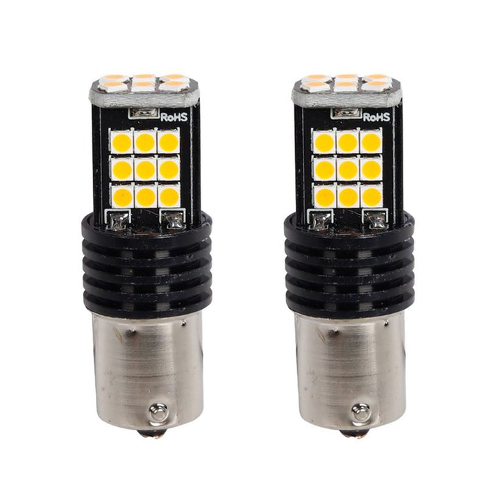 2x Lampada LED BA15s S25 P21W 24 SMD 3030 12V 24V Gialla Ambra H50mm Canbus