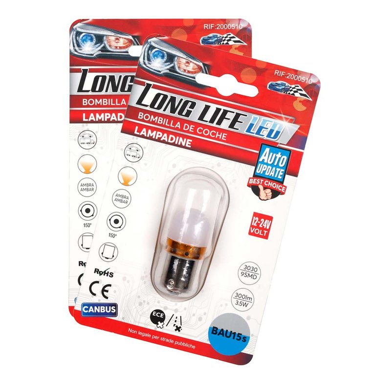 2 Pezzi Lampade LED BAU15S S25 PY21W 9 SMD 3030 12V 24V 300lm 3.5W Gialla Ambra Piedi Storti H41mm 360°