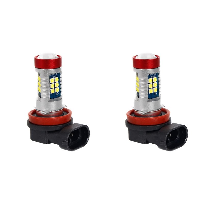2 Pezzi Lampade LED H8 12V 24V 15 SMD 3030 400lm 8W Bianco Freddo per Fendinebbia 57mm