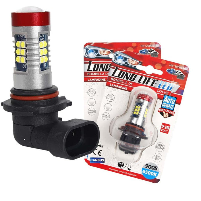 2 Pezzi Lampade LED HB3 9005 12V 24V 15 SMD 3030 400lm 8W Bianco Freddo per Fendinebbia H60mm