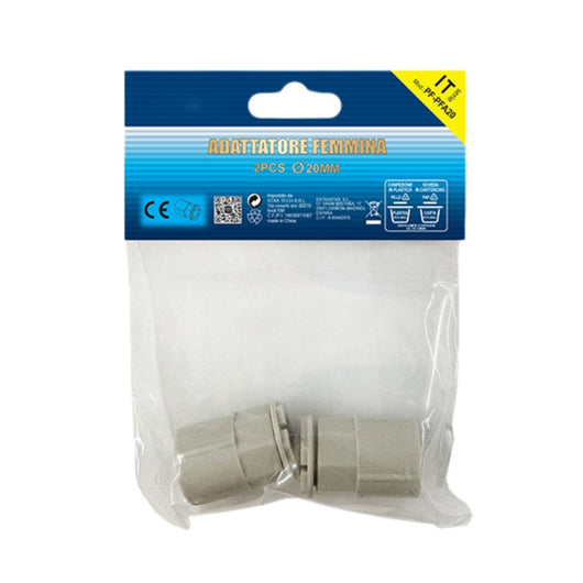 2 Pezzi Manicotto Giunto Raccordo Tubo-Scatola 20mm per Tubo Rigido e Flessibile da 20mm Colore Grigio IP40
