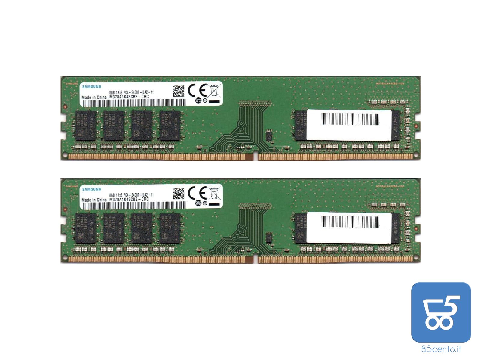 2 Pezzi Memoria DRAM Samsung 8GB 1,2V DDR4 2400 MHz M378A1K43CB2-CRC