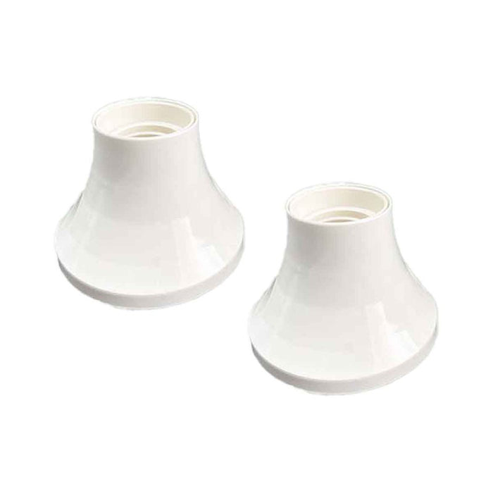 2 Pezzi Portalampade E27 da Parete con Base Dritta in Termoplastico Bianco