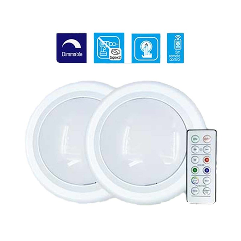 2 Pezzi Mini Lampade LED RGB Dimmerabili con Telecomando 4 Modalità 6lm 0.5W