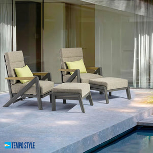 Tempo Style - Pouf KEA in alluminio | Resistente alle intemperie | Con morbido cuscino sfoderabile | Per ambienti esterni come giardino, balcone, terrazza - Antracite