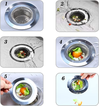 2 Pz Filtro per Lavello Filtri per Lavello in Acciaio Fermarifiuti 7cm 66261