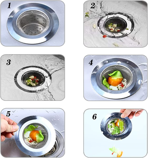 2 Pz Filtro per Lavello Filtri per Lavello in Acciaio Fermarifiuti 7cm 66261