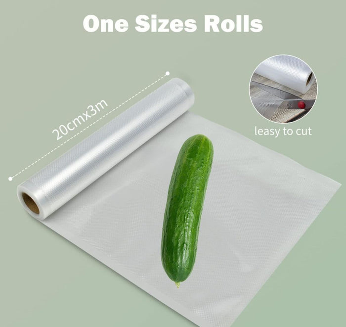 2 Rotoli Di Buste Sottovuoto Groffrate per Alimenti 2 Rotoli 20 cm x 3 Metri