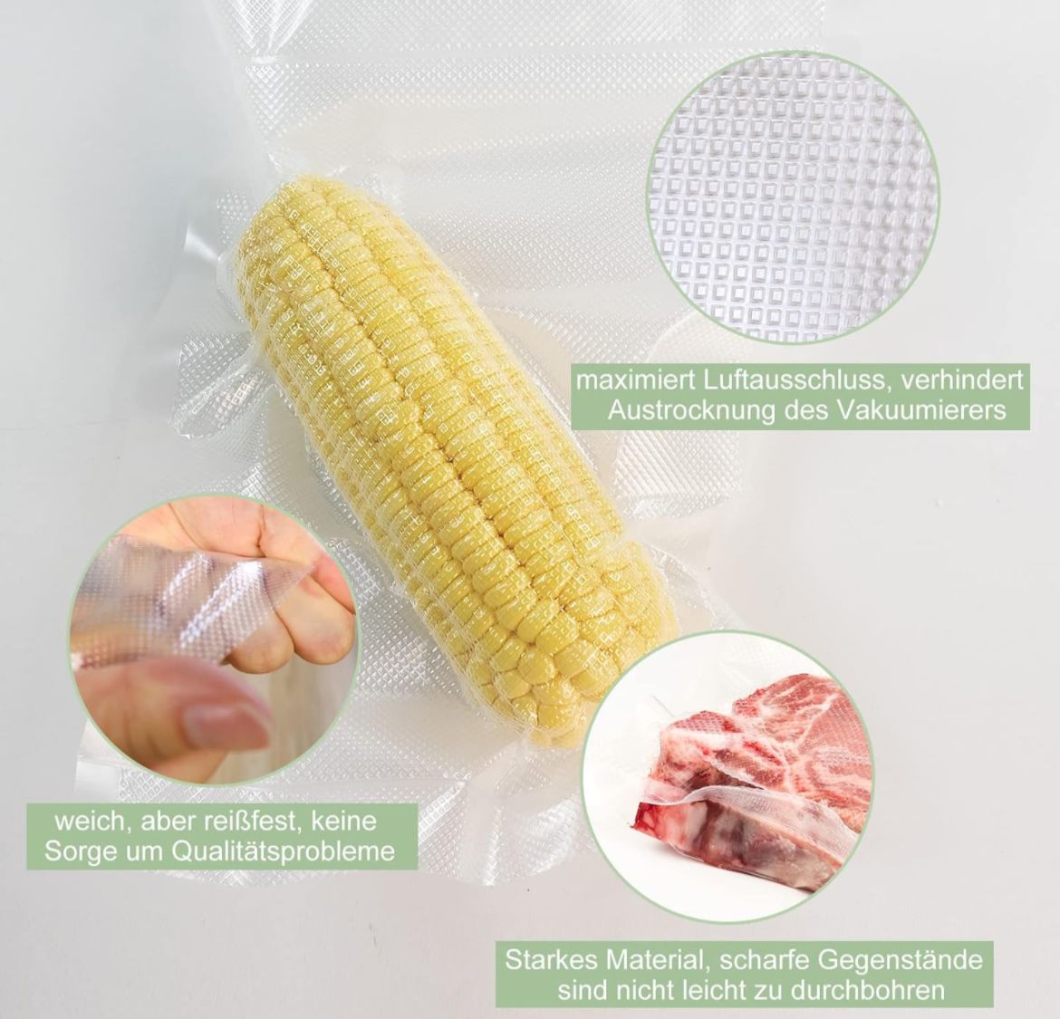 2 Rotoli Di Buste Sottovuoto Groffrate per Alimenti 2 Rotoli 20 cm x 3 Metri