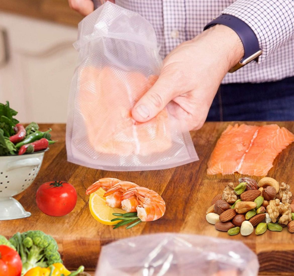 2 Rotoli Di Buste Sottovuoto Groffrate per Alimenti 2 Rotoli 20 cm x 3 Metri