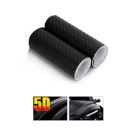 2 Rotoli Pellicola Adesiva Carbonio Nero 13cm x 500cm Effetto 5D per Auto e Moto