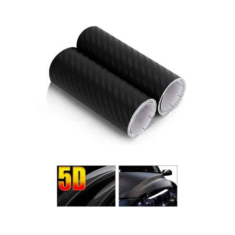 2 Rotoli Pellicola Adesiva Carbonio Nero 13cm x 500cm Effetto 5D per Auto e Moto